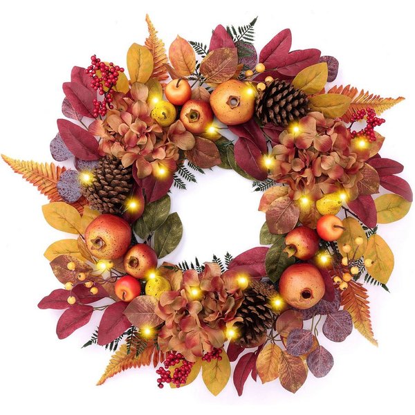 Agger Dekokranz Herbst-Beerenkranz, Herbstlicher Türkranz, geeignet für Haustüren, Veranden und Thanksgiving-Erntedekoration