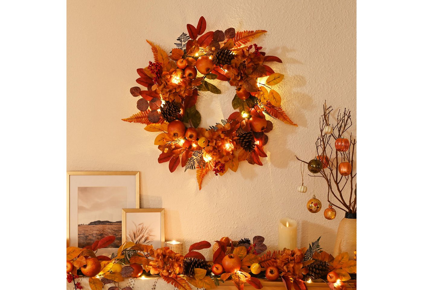 Agger Dekokranz Herbst-Beerenkranz, Herbstlicher Türkranz, geeignet für Haustüren, Veranden und Thanksgiving-Erntedekoration – Bild 2 von 5