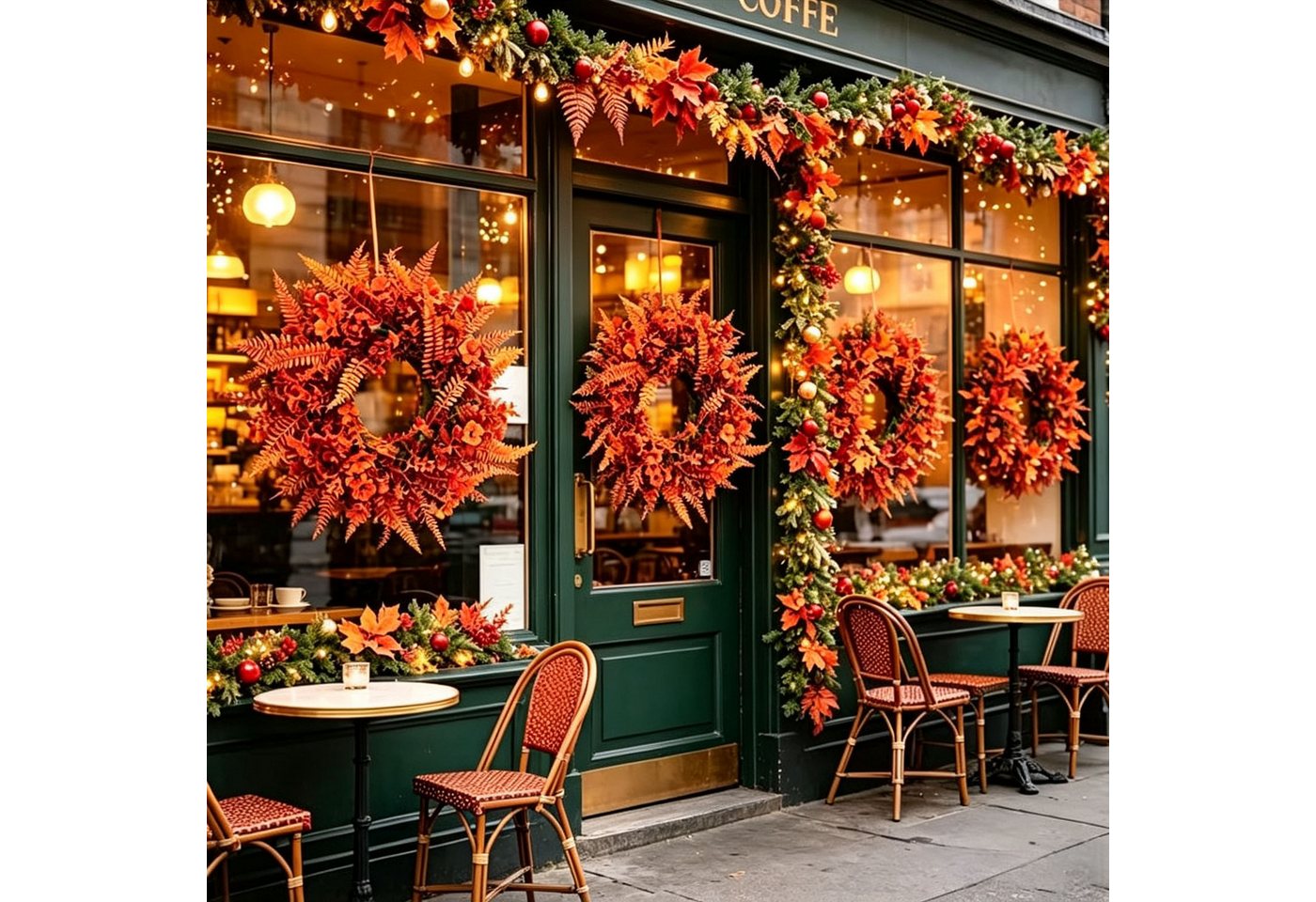 Agger Dekokranz Künstlicher Eukalyptus-Kranz, herbstlicher Kunstblumenkranz, geeignet für Halloween-, Thanksgiving- und Herbstdekorationen – Bild 3 von 5