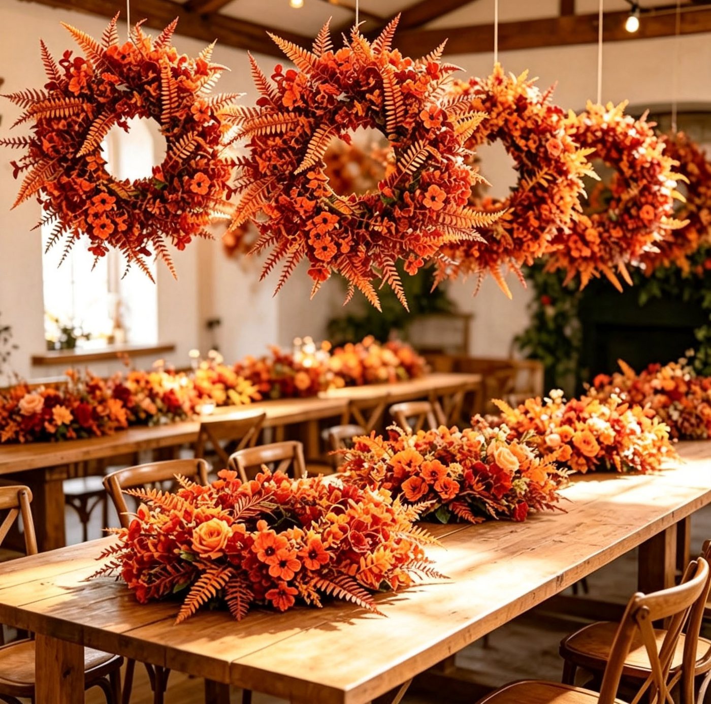 Agger Dekokranz Künstlicher Eukalyptus-Kranz, herbstlicher Kunstblumenkranz, geeignet für Halloween-, Thanksgiving- und Herbstdekorationen – Bild 5 von 5
