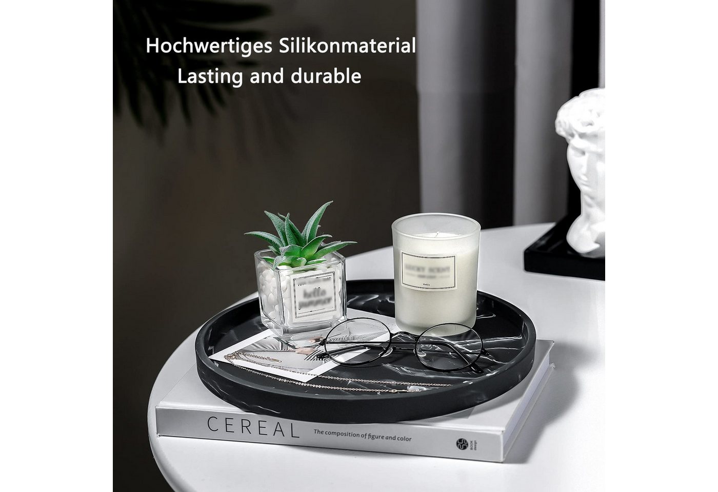 Agger Dekotablett Dekotablett Badezimmertablett aus Silikon, Organizer Tablett, für Schmuck und Make-Up – Bild 4 von 5