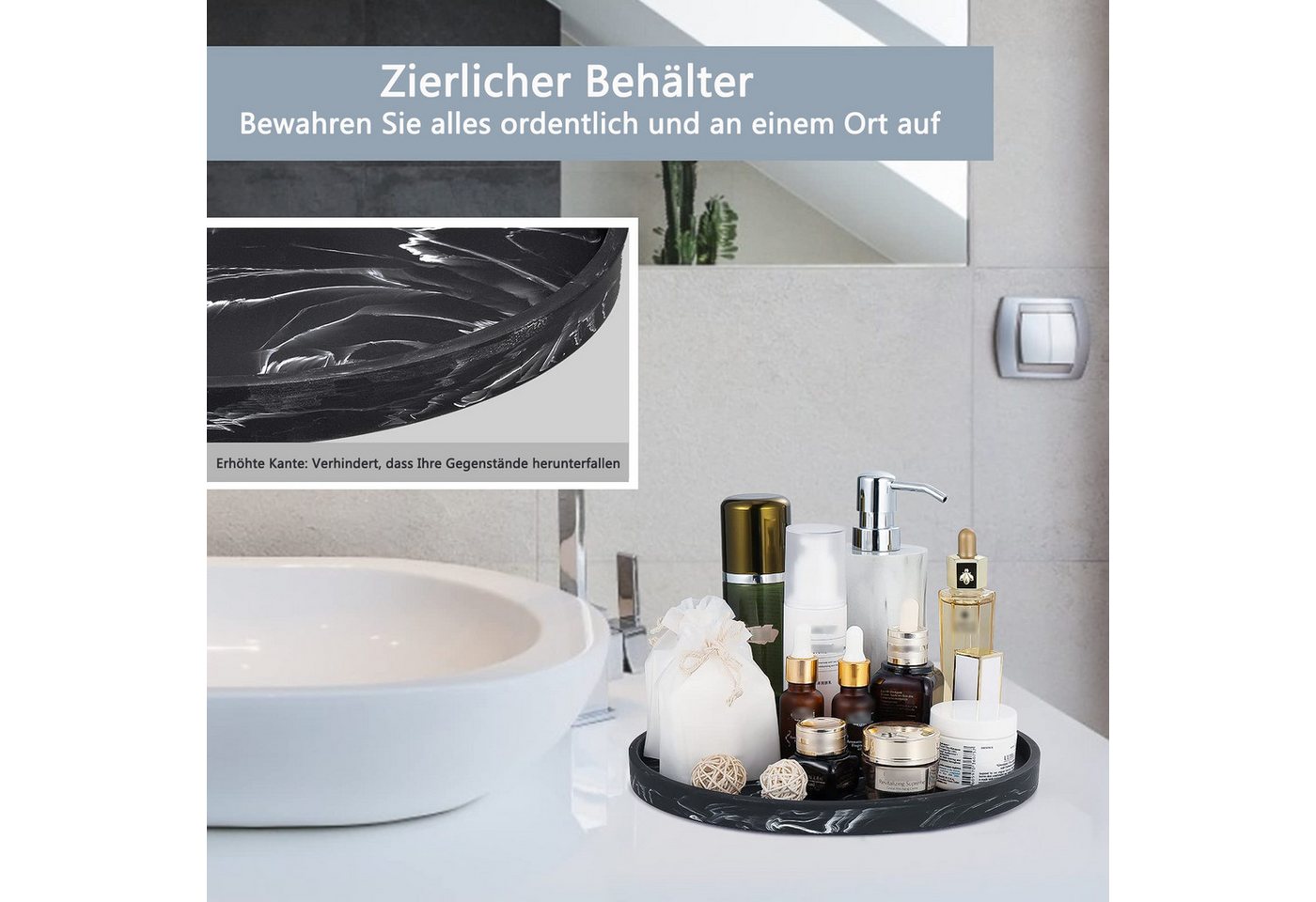 Agger Dekotablett Dekotablett Badezimmertablett aus Silikon, Organizer Tablett, für Schmuck und Make-Up – Bild 3 von 5