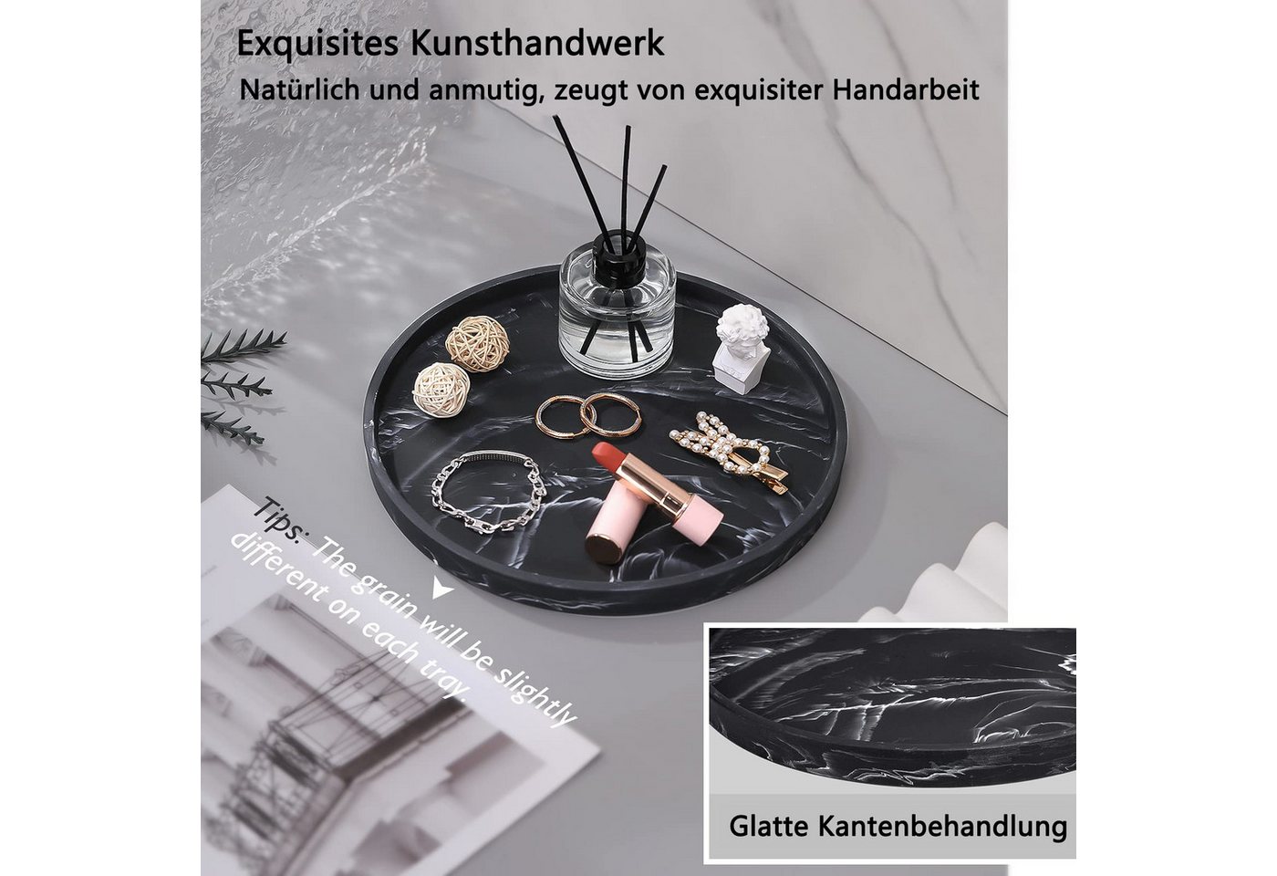 Agger Dekotablett Dekotablett Badezimmertablett aus Silikon, Organizer Tablett, für Schmuck und Make-Up – Bild 5 von 5