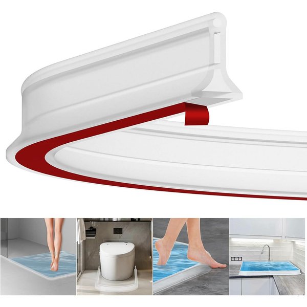 Agger Duschdichtung 2 m Duschdichtung, selbstklebender Spritzschutzstreifen, 3,5 cm hoch, Gummi-Duschdichtungsstreifen, wasserdichter Streifen