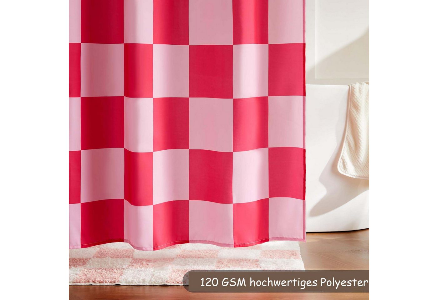Agger Duschvorhang Duschvorhang 180×180cm - Karierter Badevorhang – Bild 5 von 5