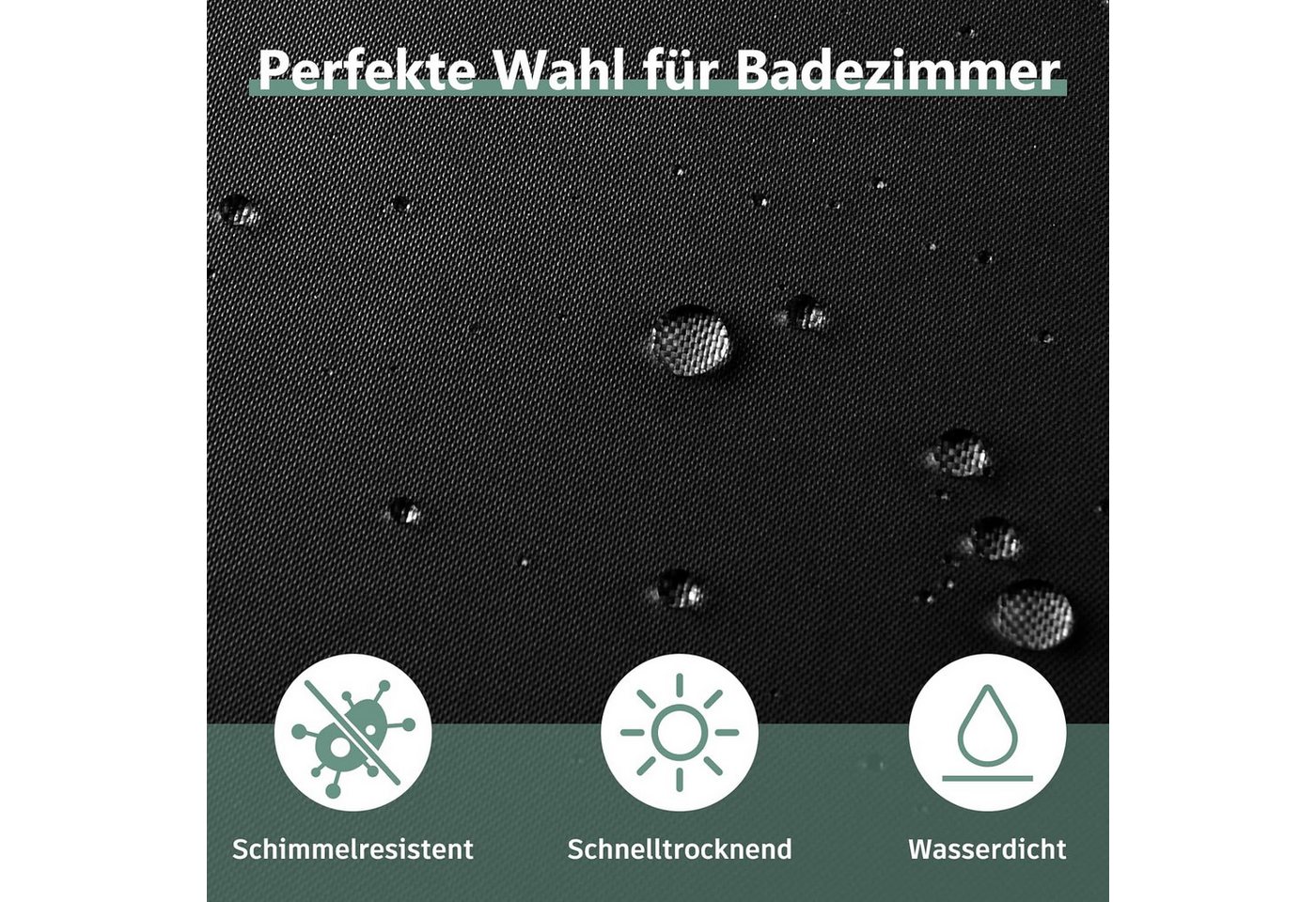 Agger Duschvorhang Anti-Schimmel Badezimmervorhang, Wasserdicht und Waschbar Breite 180 cm (1-tlg), Perfekt für Badewanne & Dusche – Bild 3 von 5