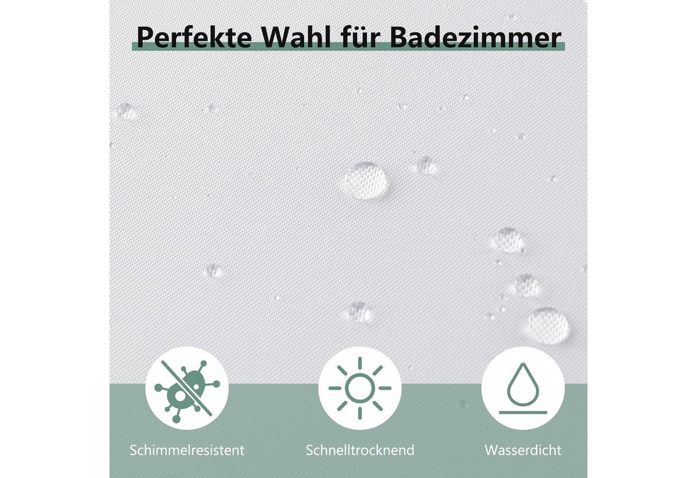 Agger Duschvorhang Anti-Schimmel Badezimmervorhang, Wasserdicht und Waschbar Breite 180 cm (1-tlg), Perfekt für Badewanne & Dusche – Bild 3 von 5
