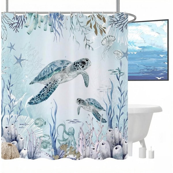 Agger Duschvorhang Anti-Schimmel Wasserdicht Polyester Stoff Waschbar Bad Vorhäng Breite 200 cm