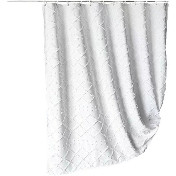 Agger Duschvorhang Boho-Stil Duschvorhang aus Stoff, wasserabweisend, waschbar, mit gestreiftem Chevron-Tüll, minimalistische Textur,183*183cm
