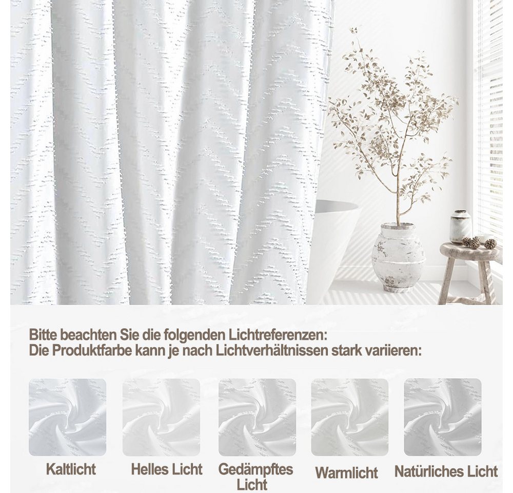 Agger Duschvorhang Boho-Stil Duschvorhang aus Stoff, wasserabweisend, waschbar, mit gestreiftem Chevron-Tüll, minimalistische Textur,183*183cm – Bild 5 von 5