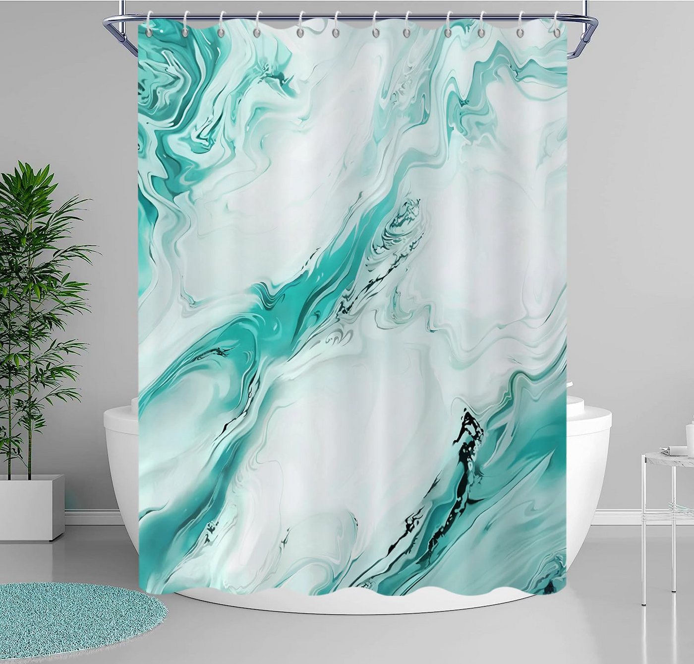 Agger Duschvorhang Modern – Abstrakt Marmor Aquarell Design, Wasserdicht & Waschbar Breite 180 cm (1-tlg), Badvorhang für Dusche & Badewanne – Bild 3 von 5