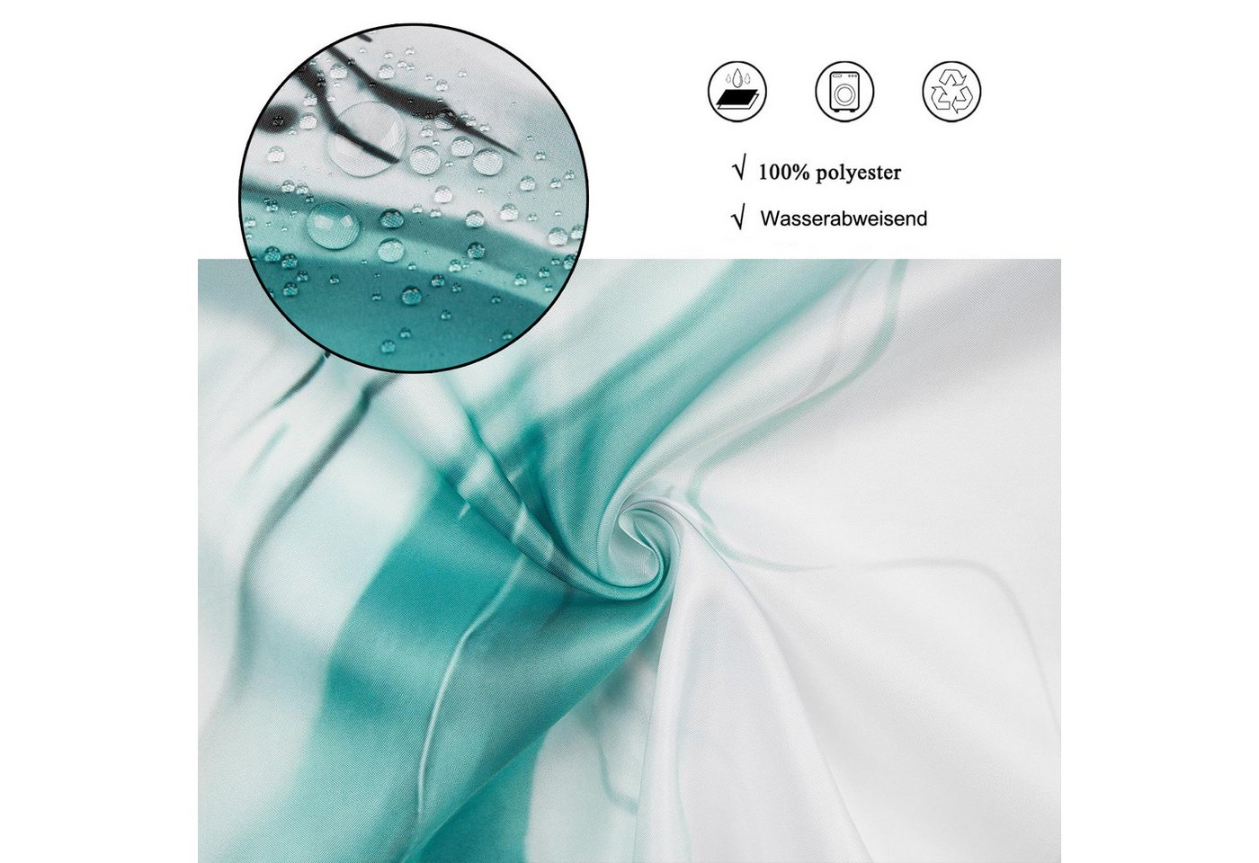 Agger Duschvorhang Modern – Abstrakt Marmor Aquarell Design, Wasserdicht & Waschbar Breite 180 cm (1-tlg), Badvorhang für Dusche & Badewanne – Bild 5 von 5