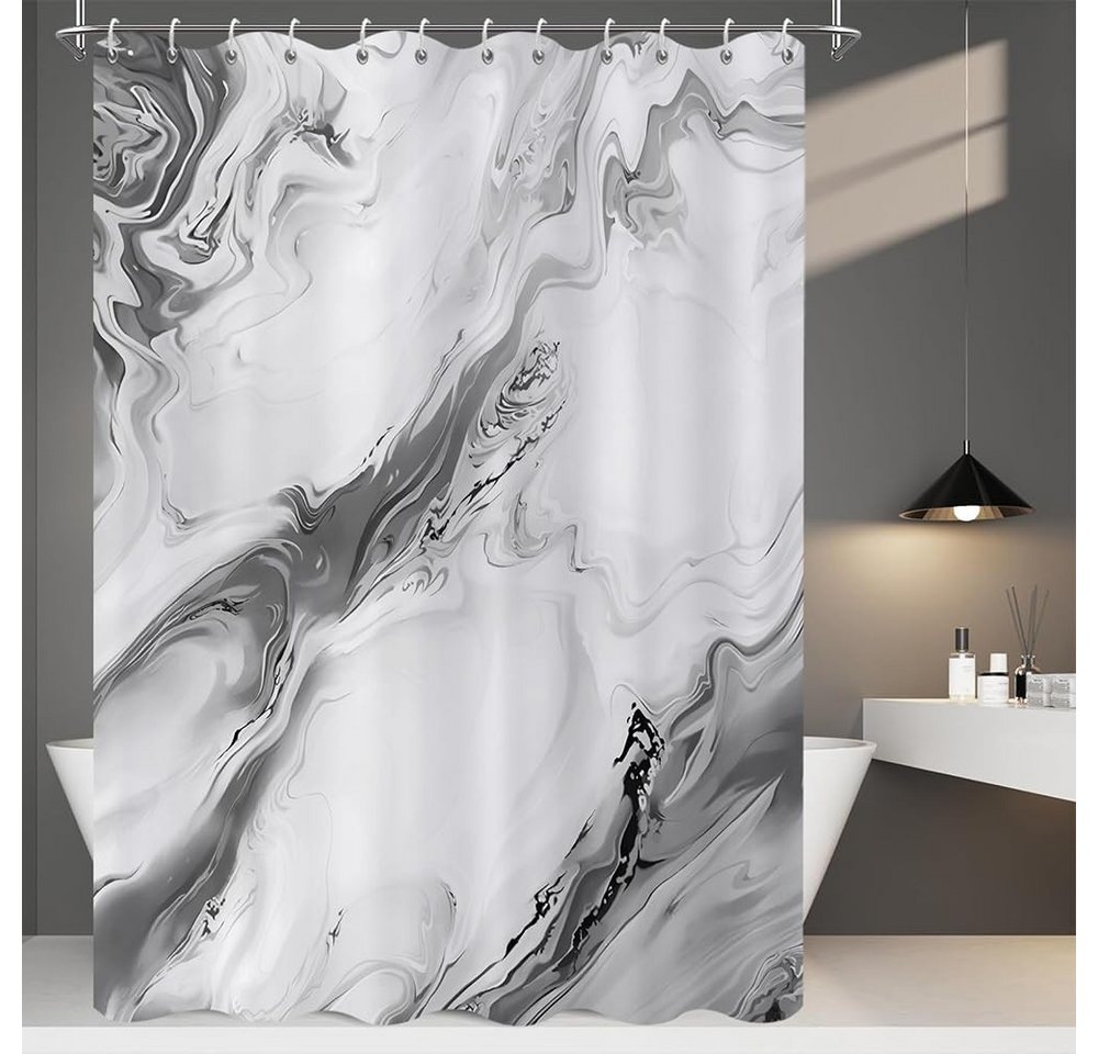 Agger Duschvorhang Modern – Abstrakt Marmor Aquarell Design, Wasserdicht & Waschbar Breite 180 cm (1-tlg), Badvorhang für Dusche & Badewanne – Bild 3 von 5