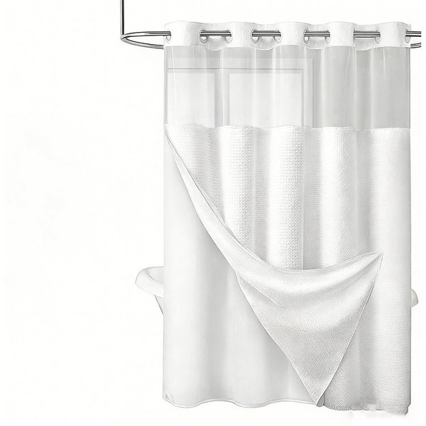 Agger Duschvorhang Duschvorhang-Set ohne Haken, Waffel-Duschvorhang mit Futter, 180x188cm,pflegeleicht waschbar für Dusche Badewanne Gäste-WC usw
