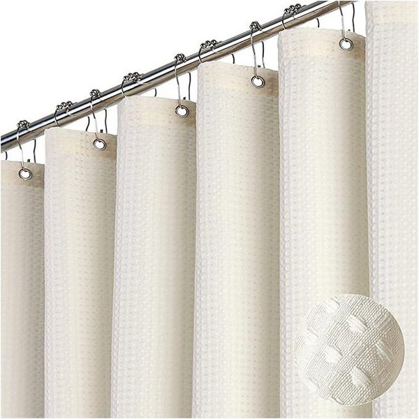 Agger Duschvorhang Waffel Duschvorhang – Strukturierter Stoff, Wasserabweisend & Waschbar Breite 180 cm (1-tlg), Extra Dick, Moderner Badvorhang für Dusche & Ba