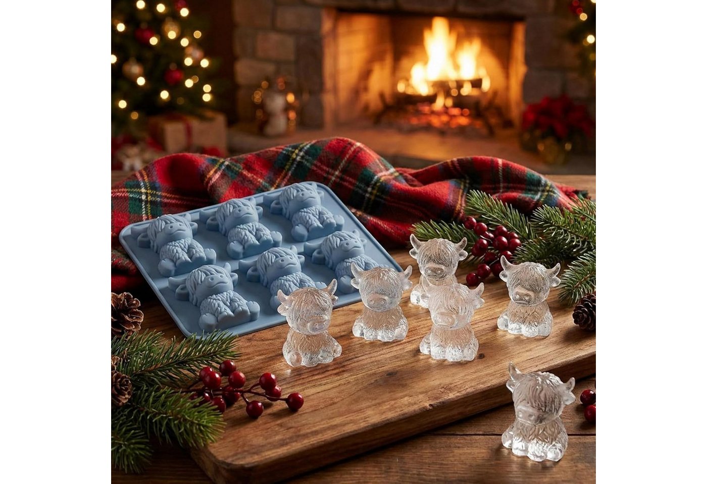 Agger Eiswürfelform Niedliche Mini 3D Hochlandrind Eiswürfelform,lustige Silikonformen, Wiederverwendbare Eiswürfelforms für Schokolade, Bonbons und Seife – Bild 5 von 5