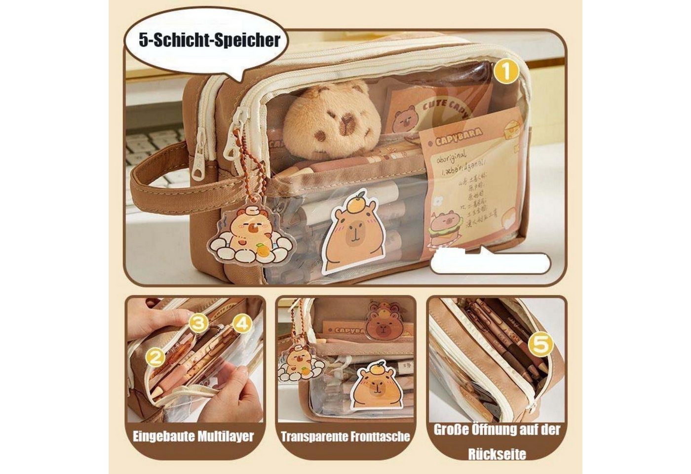 Agger Federmäppchen Capybara Federmäppchen, Groß, Für Kinder & Büro – Bild 5 von 5