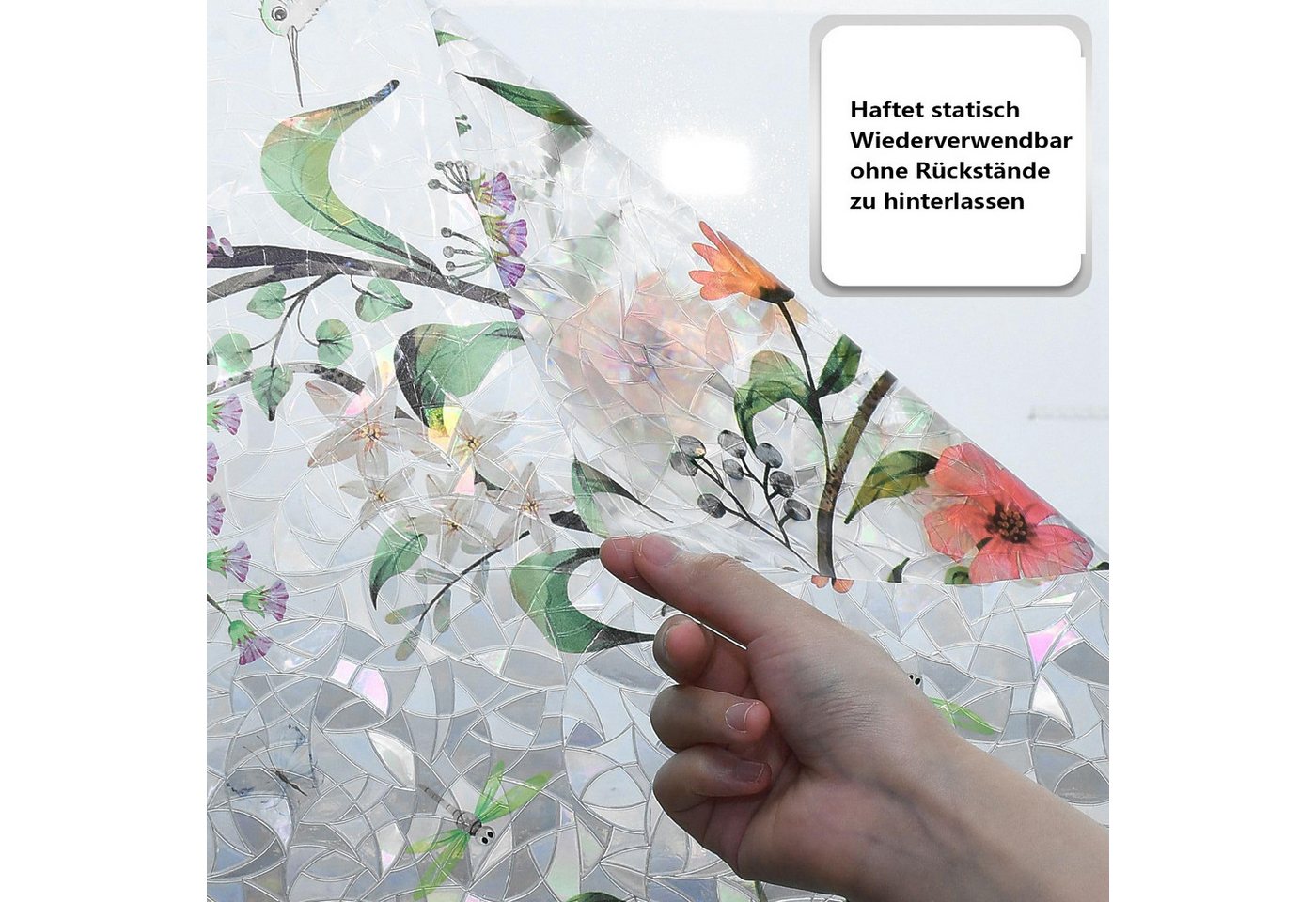Agger Fensterfolie Blickdicht Selbsthaftend, Sichtschutzfolie Fenster, 95% UV-Schutz, 45x200cm Selbsthaftende Fensterfolie – Geeignet für Hausfenster – Bild 3 von 5