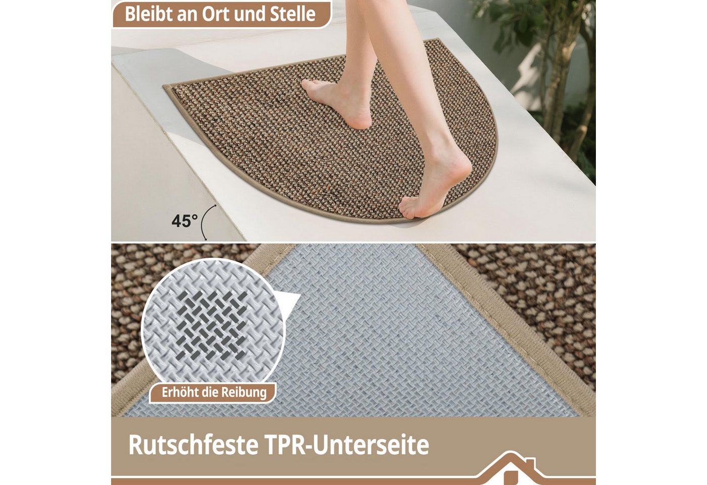 Agger Fußmatte Sisal-Fußmatte, Halbmond-Kratzmatte, Kratzbrett, strapazierfähige Kratz-Fußmatte für Katzen, dekorative Fußmatte – Bild 4 von 5