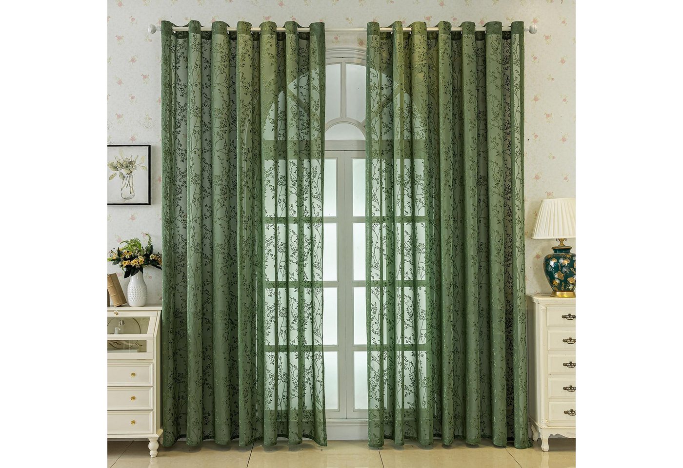 Agger Gardine Spitze Voile Gardinen,Jacquard-Vorhänge mit Metallösen 1 Artikel (1 St), Geeignet für Wohnzimmer/Schlafzimmer: Transparente Schiebegardinen – Bild 3 von 5