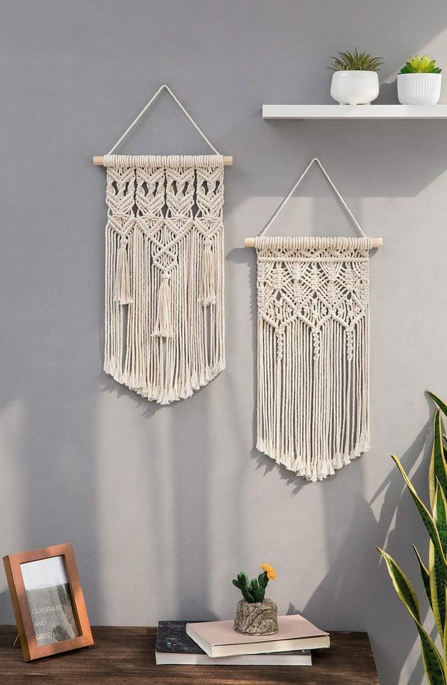 Agger Hängedekoration 2PCS Makramee gewebte Wandbehang Boho Chic Bohemian Home (2 St), Geometric Art Decor - Schöne Wohnung Dorm Room Decoration – Bild 2 von 5
