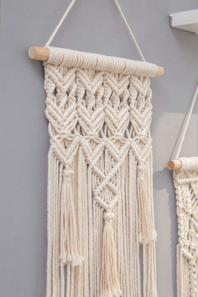 Agger Hängedekoration 2PCS Makramee gewebte Wandbehang Boho Chic Bohemian Home (2 St), Geometric Art Decor - Schöne Wohnung Dorm Room Decoration – Bild 4 von 5