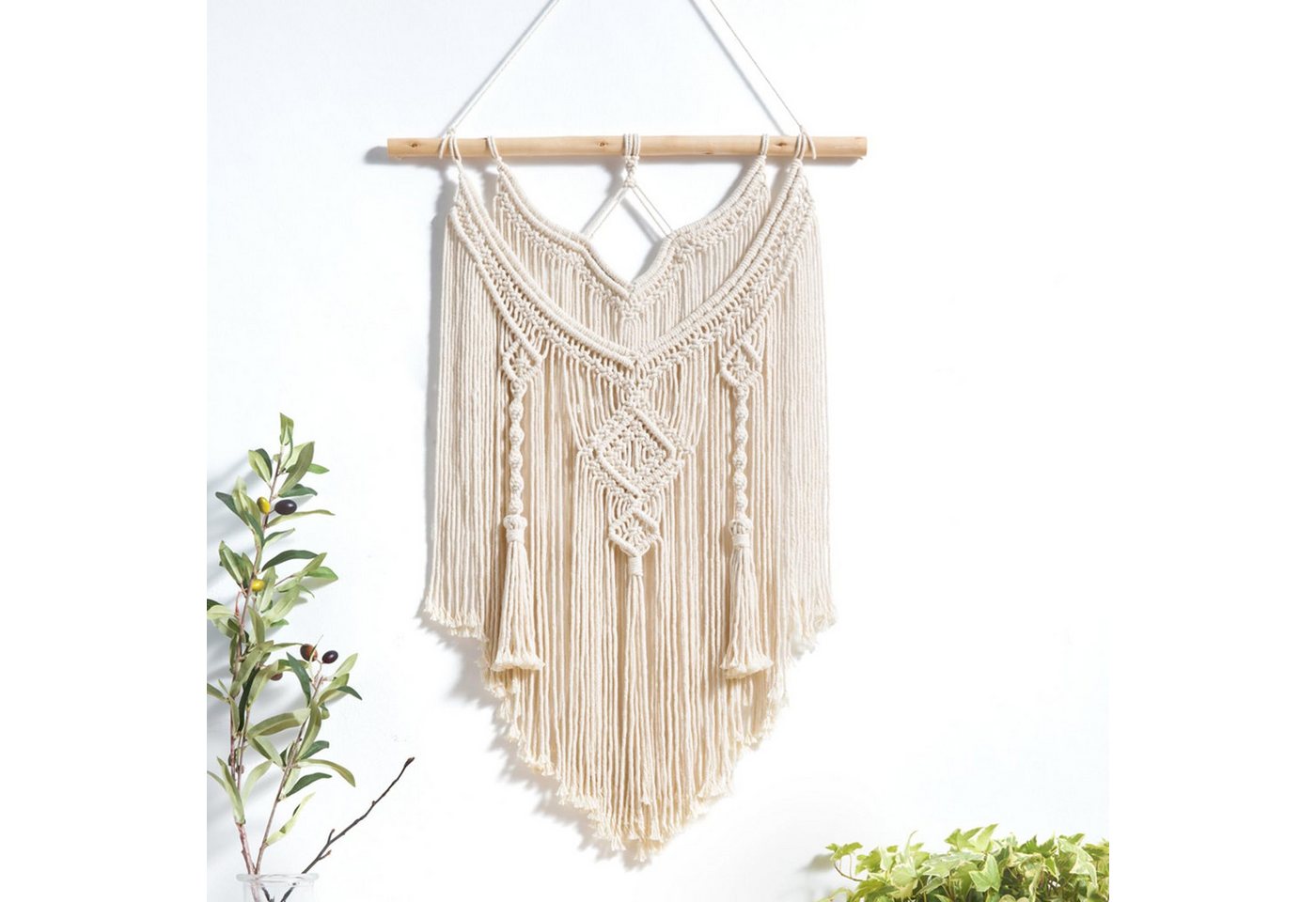 Agger Hängedekoration Makramee Wandbehang Boho Deko Chic Treibholz Wandteppich Gewebte, Wanddeko Indie Room Apartment Schlafzimmer Geschenke – Bild 2 von 5