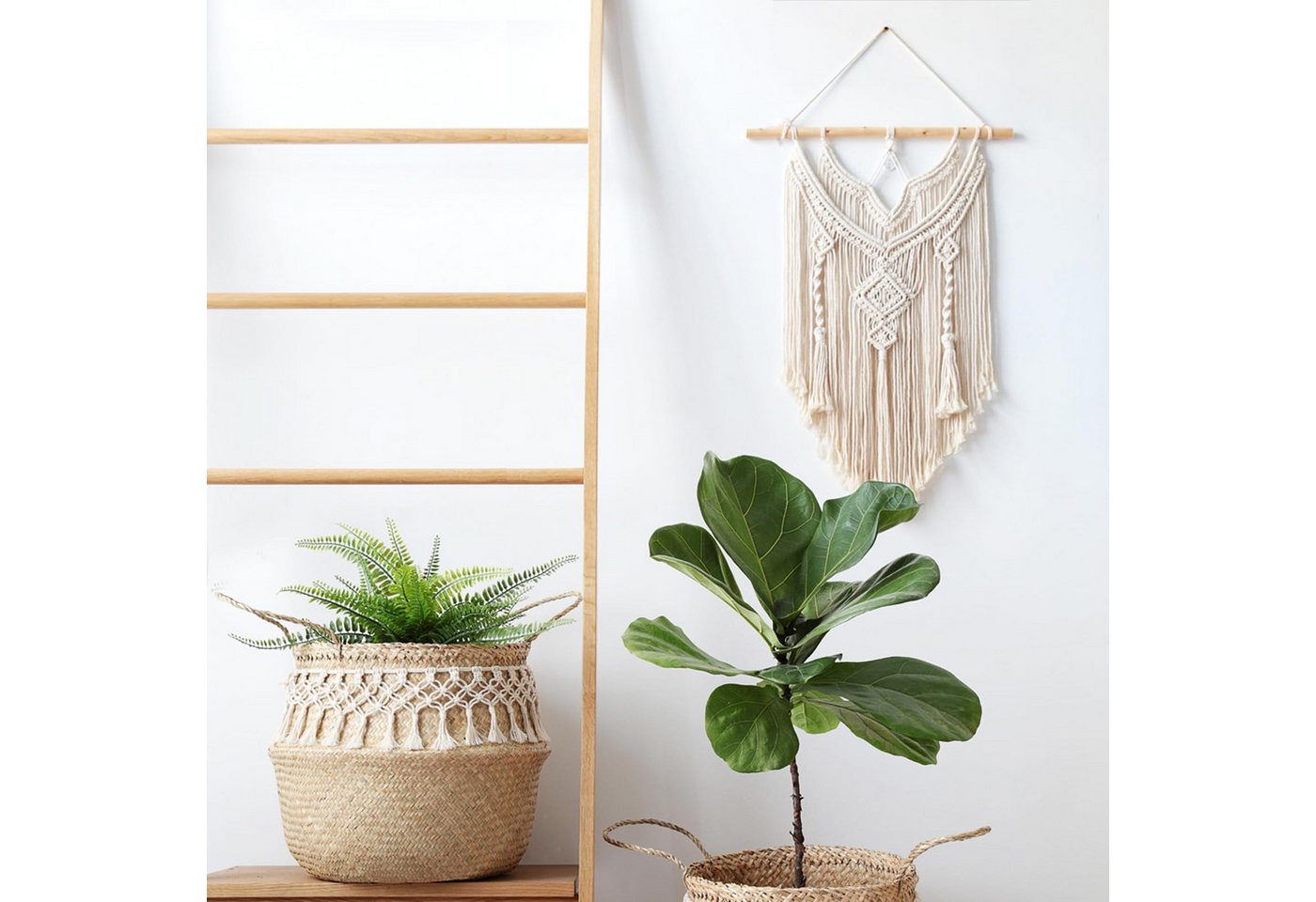 Agger Hängedekoration Makramee Wandbehang Boho Deko Chic Treibholz Wandteppich Gewebte, Wanddeko Indie Room Apartment Schlafzimmer Geschenke – Bild 5 von 5