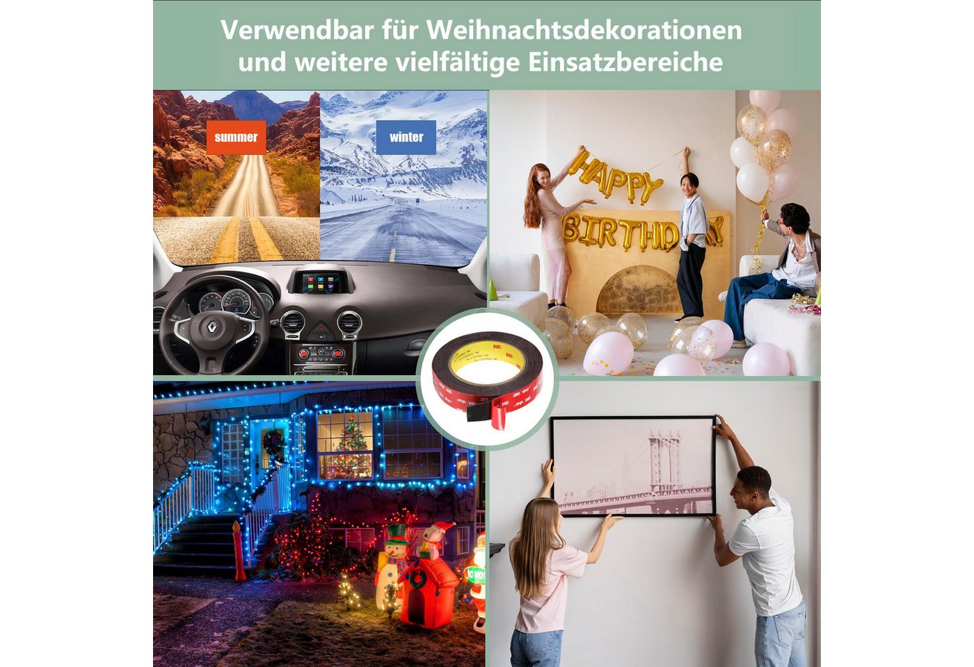 Agger Klettband Doppelseitiges Klebeband, Extra Stark Klebend, Wasserfest, und Hochtemperaturbeständig für Auto, Heimdekoration – Bild 2 von 5
