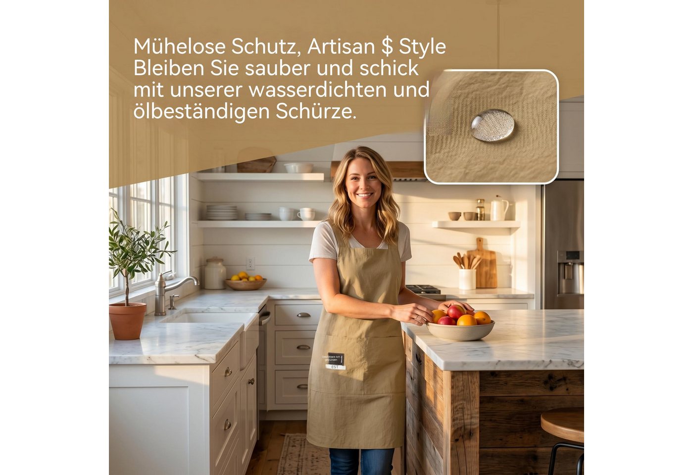Agger Kochschürze Küchenschürze, weiche und verstellbare Kochschürze, Arbeitsschürze – Bild 2 von 5