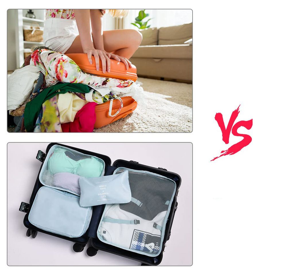 Agger Kofferorganizer 8 Stück Packwürfel,wasser Reisekleidertaschen,für Urlaub und Reisen (8-tlg), Leicht,atmungsaktiv mit Mesh-Oberseite, mit Kosmetiktasche – Bild 4 von 5