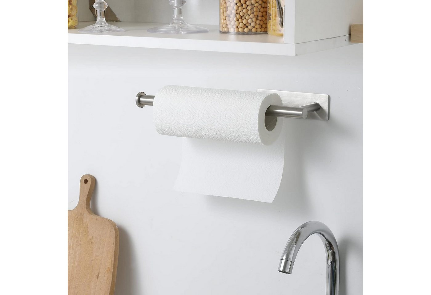 Agger Küchenrollenhalter Edelstahl Rollenhalter, Kein Bohren Küchenpapierhalter Unter Schrank, (1-St) – Bild 5 von 5