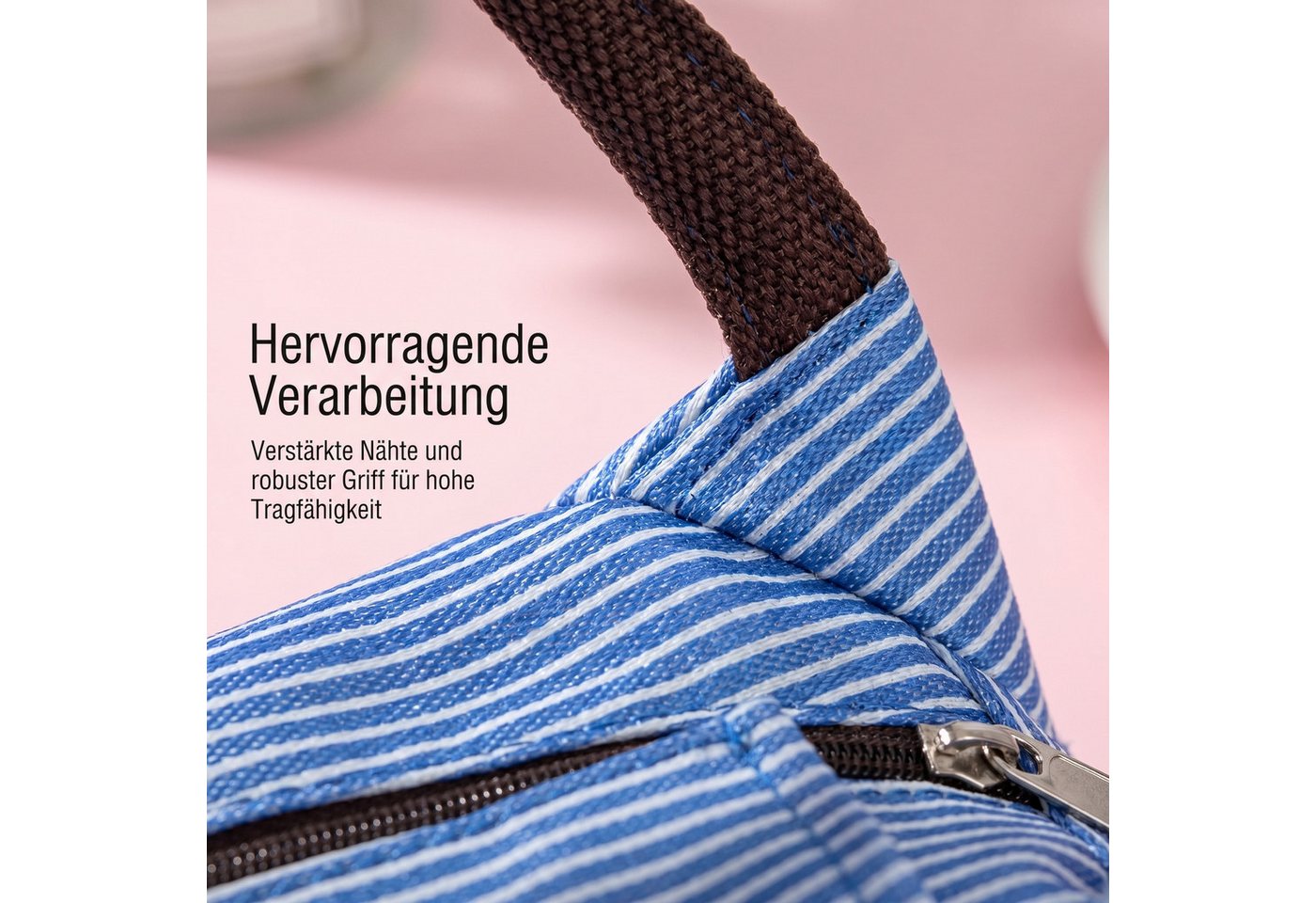 Agger Kühltasche Faltbar mit Folienfutter, Lunchbox Tasche, Lunchtasche Isoliert, Tragbar Lunchbag für Arbeit, Camping oder Reise Mittagessen – Bild 4 von 5