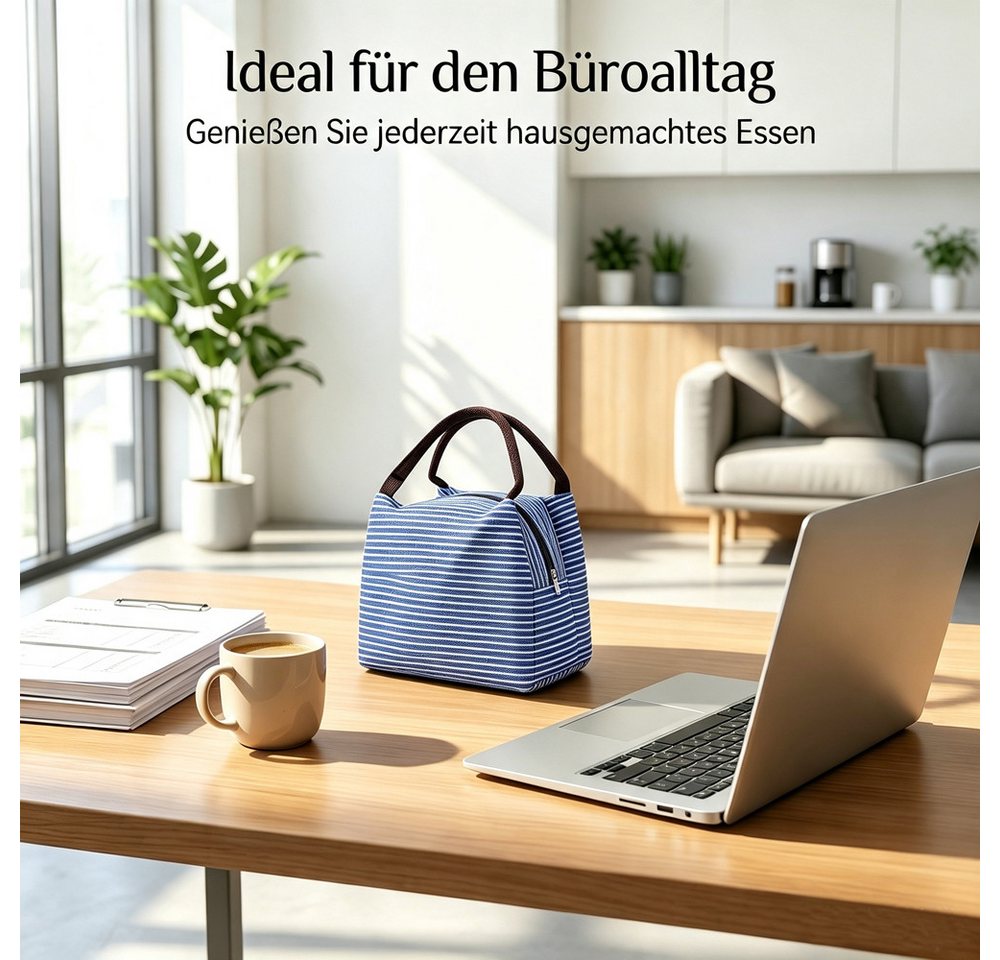 Agger Kühltasche Faltbar mit Folienfutter, Lunchbox Tasche, Lunchtasche Isoliert, Tragbar Lunchbag für Arbeit, Camping oder Reise Mittagessen – Bild 5 von 5