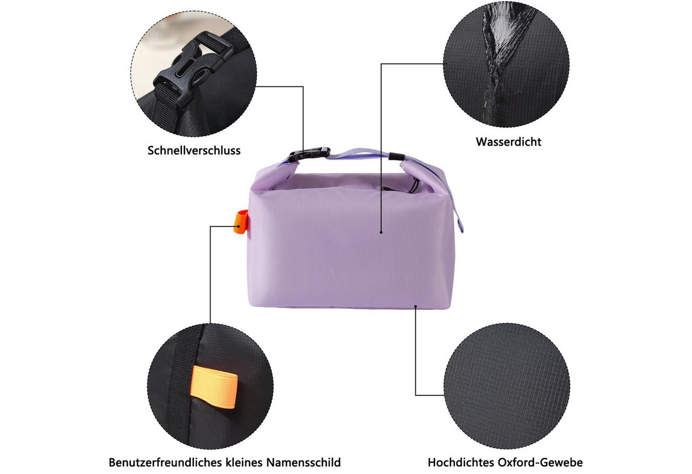 Agger Kühltasche Isolierte Lunch-Tasche mit dicker Folie, auslaufsichere Thermotasche, für Arbeit, Schule und Picknick, mit verstellbarem Schultergurt – Bild 5 von 5