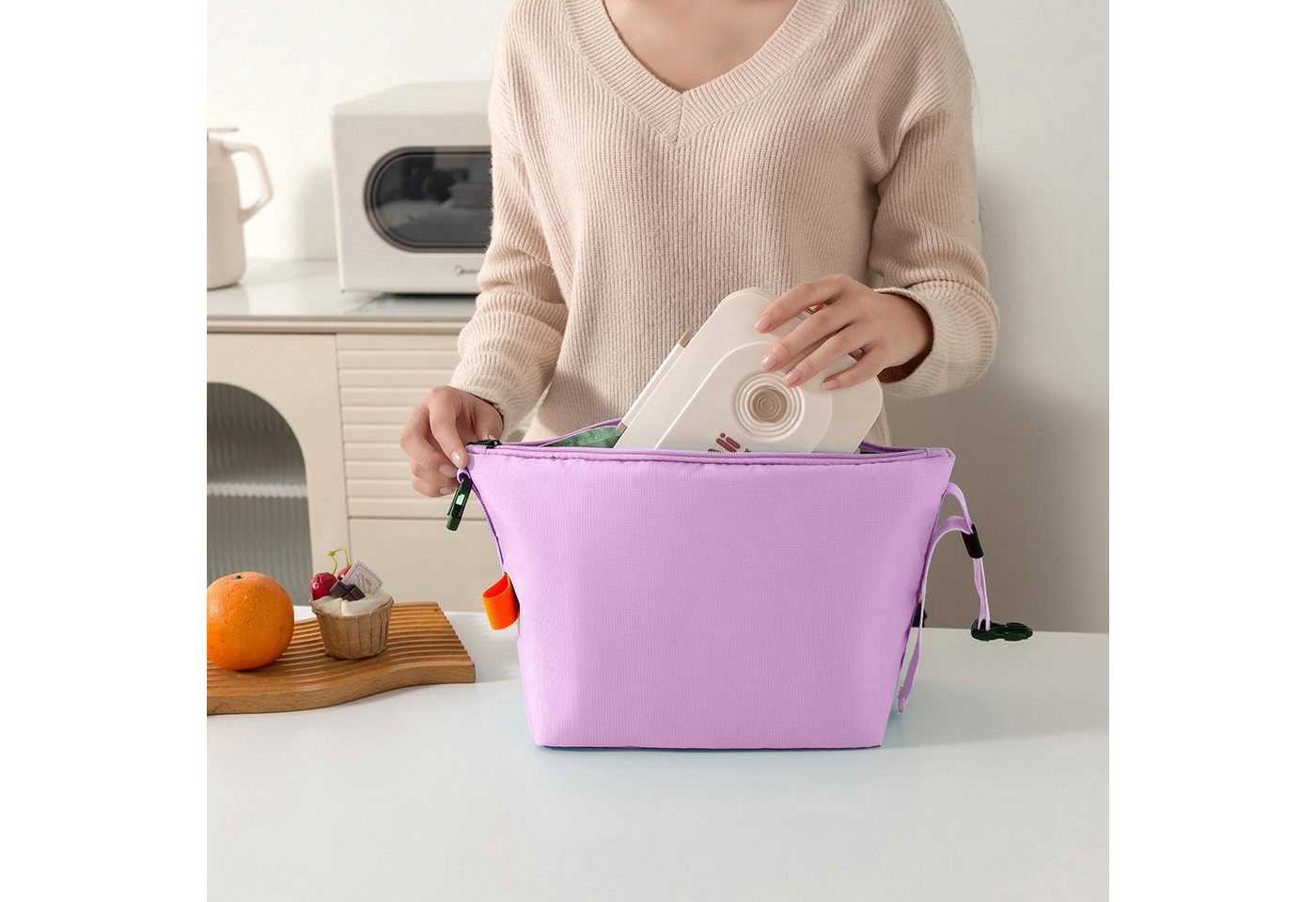 Agger Kühltasche Isolierte Lunch-Tasche mit dicker Folie, auslaufsichere Thermotasche, für Arbeit, Schule und Picknick, mit verstellbarem Schultergurt – Bild 2 von 5