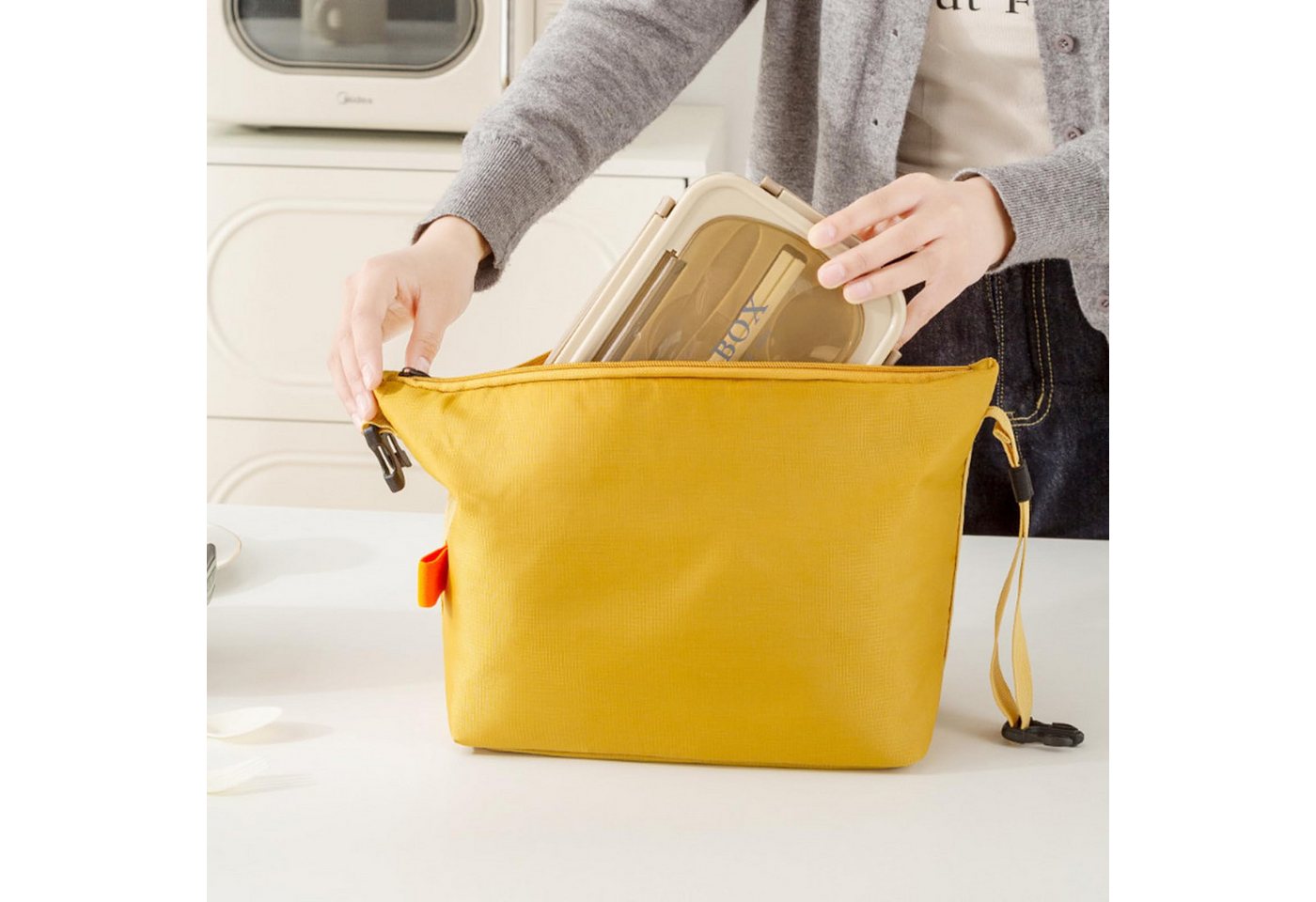 Agger Kühltasche Isolierte Lunch-Tasche mit dicker Folie, auslaufsichere Thermotasche, für Arbeit, Schule und Picknick, mit verstellbarem Schultergurt – Bild 3 von 5