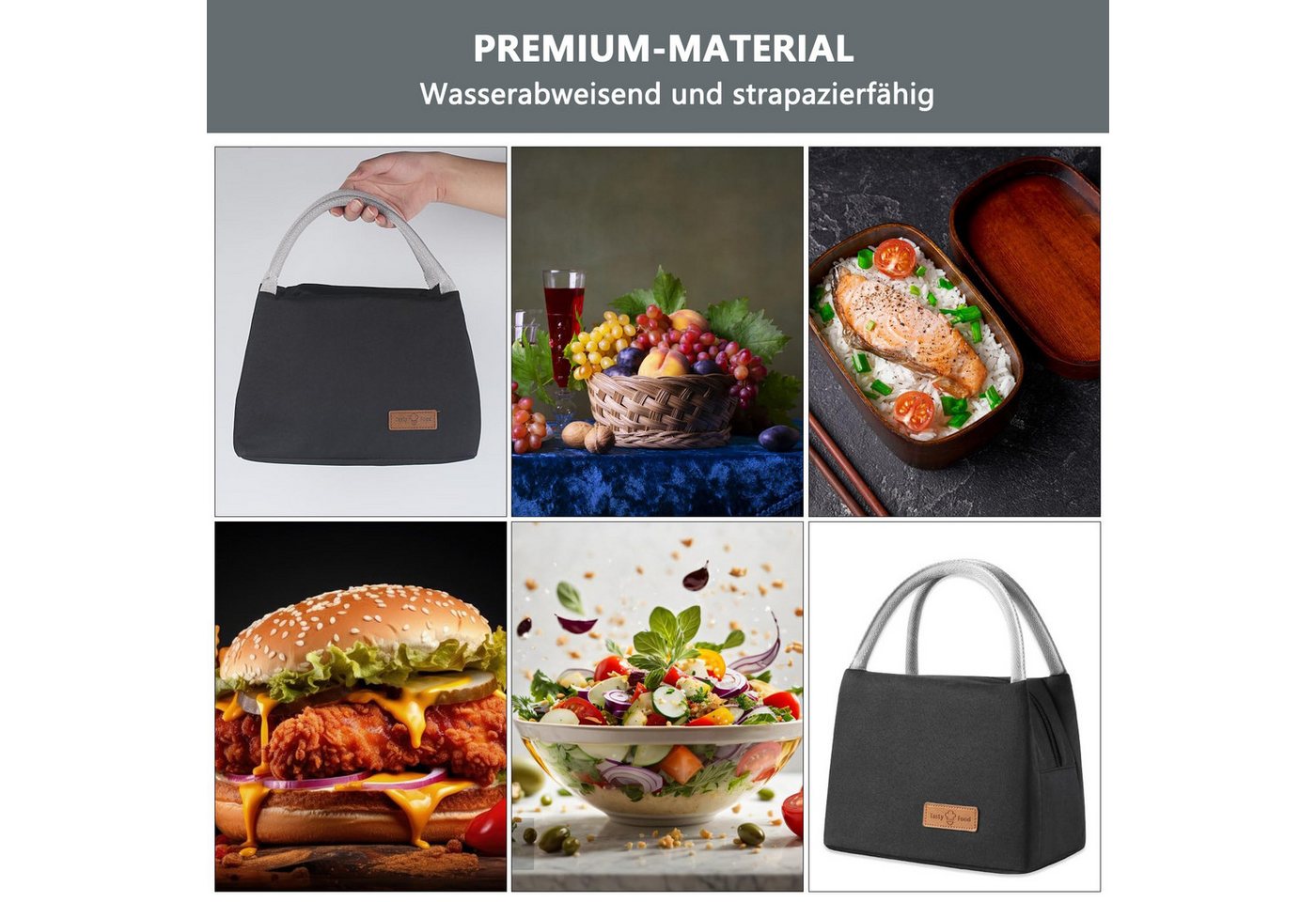 Agger Kühltasche Lunchtasche Isolierte Lunchbox Bag, Wasserdicht Vespertasche, Kühltasche Herren Damen,Tragbar wasserdichtes Lunch Tasche – Bild 5 von 5