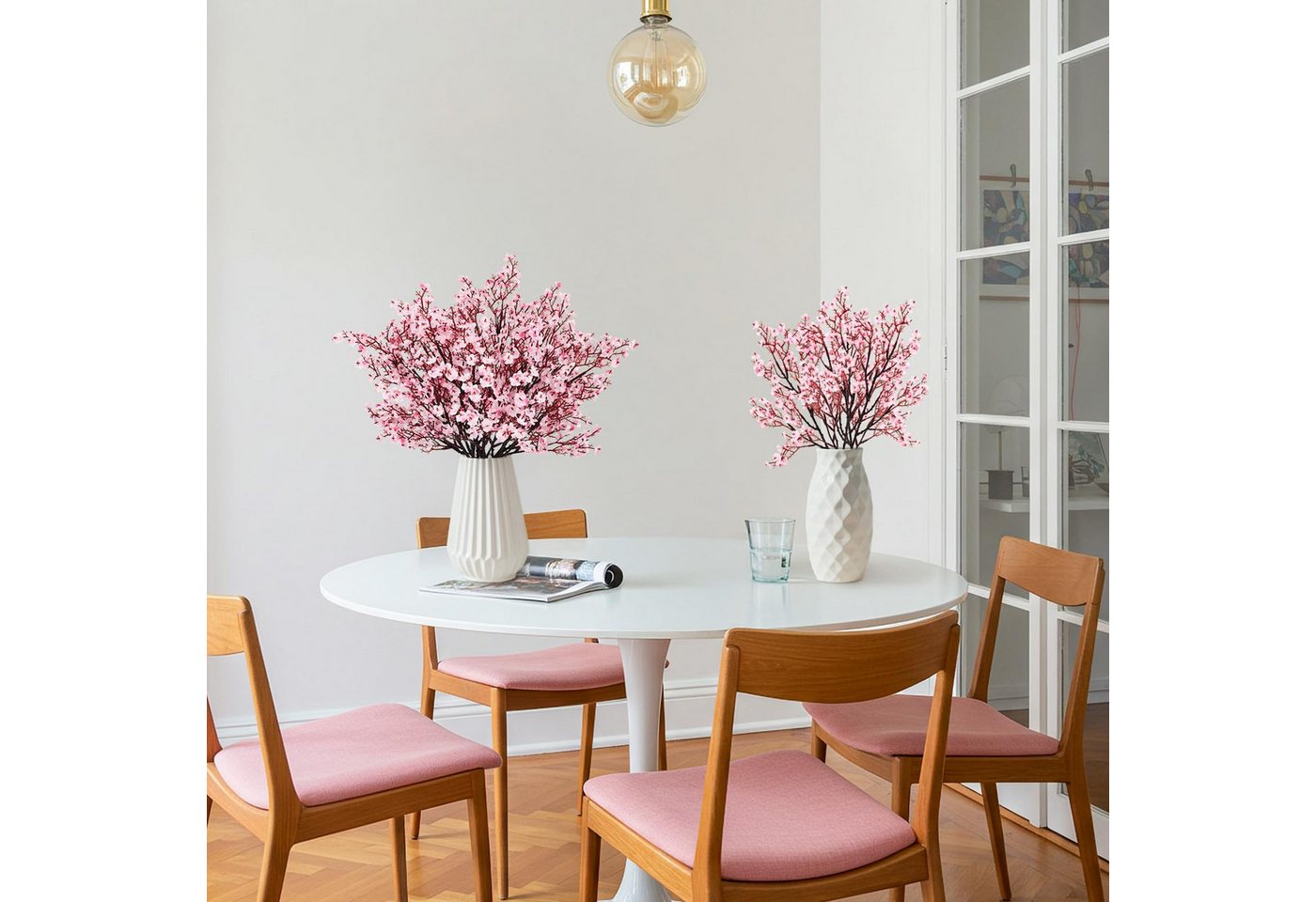 Kunstblumenstrauß 3 künstliche Kirschblütensträuße, künstliche Schleierkrautblumen, Agger, für Wohn- und Hochzeitsdekoration sowie DIY-Blumenarrangements – Bild 4 von 5