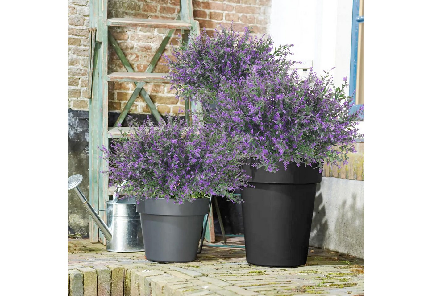Kunstblumenstrauß 4 Bündel künstliche Lavendelsträuße, künstliche Lavendelblumen, Agger, Kunstlavendel, geeignet für Zuhause, Hochzeiten und Außendekorationen – Bild 3 von 5