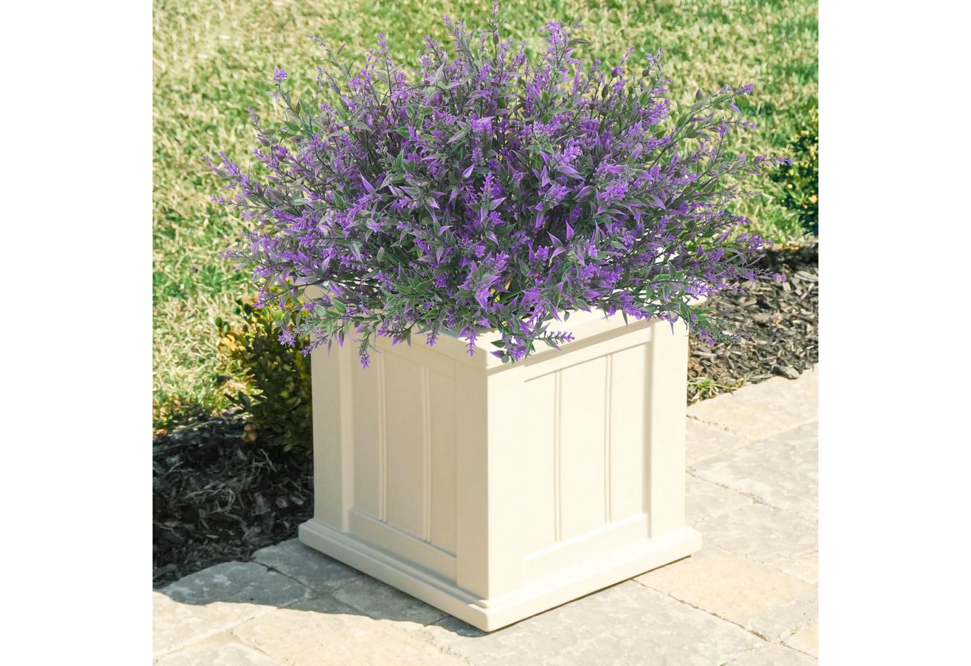 Kunstblumenstrauß 4 Bündel künstliche Lavendelsträuße, künstliche Lavendelblumen, Agger, Kunstlavendel, geeignet für Zuhause, Hochzeiten und Außendekorationen – Bild 4 von 5