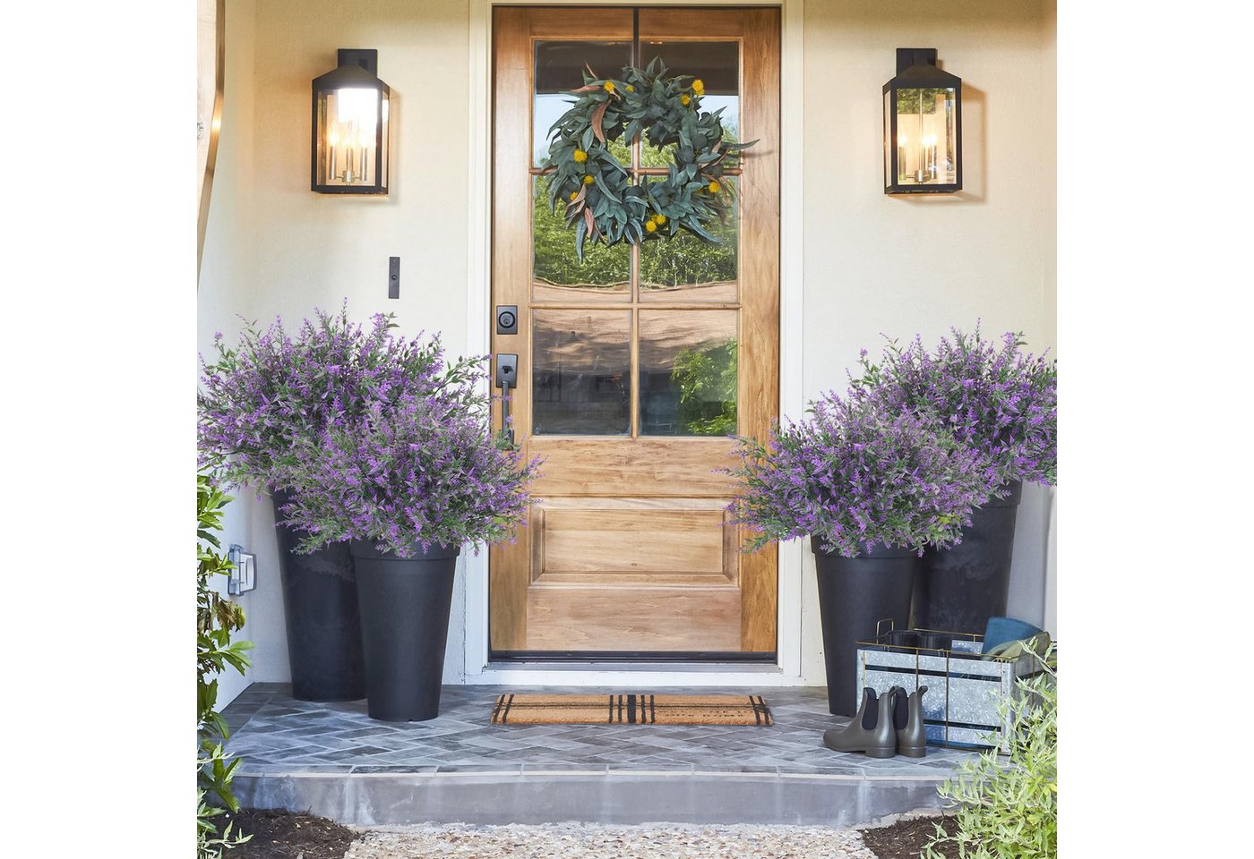 Kunstblumenstrauß 4 Bündel künstliche Lavendelsträuße, künstliche Lavendelblumen, Agger, Kunstlavendel, geeignet für Zuhause, Hochzeiten und Außendekorationen – Bild 5 von 5