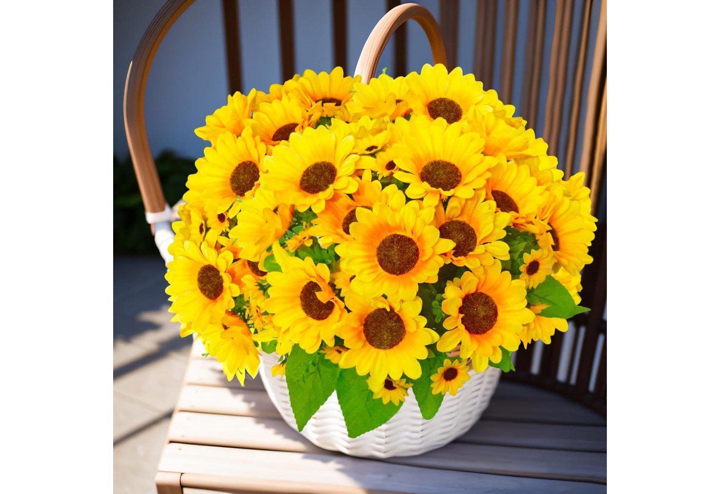 Kunstblumenstrauß 4 Bündel Kunstblumen Deko Sonnenblumen Künstlich, Agger – Bild 4 von 5