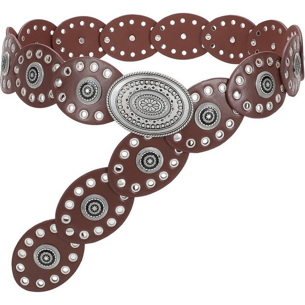 Agger Ledergürtel Damen-Western-Gürtel, breiter Dischgürtel mit Türkis Boho-Concho-Ledergürtel für Kleider, Cowgirl- und Country-Stil