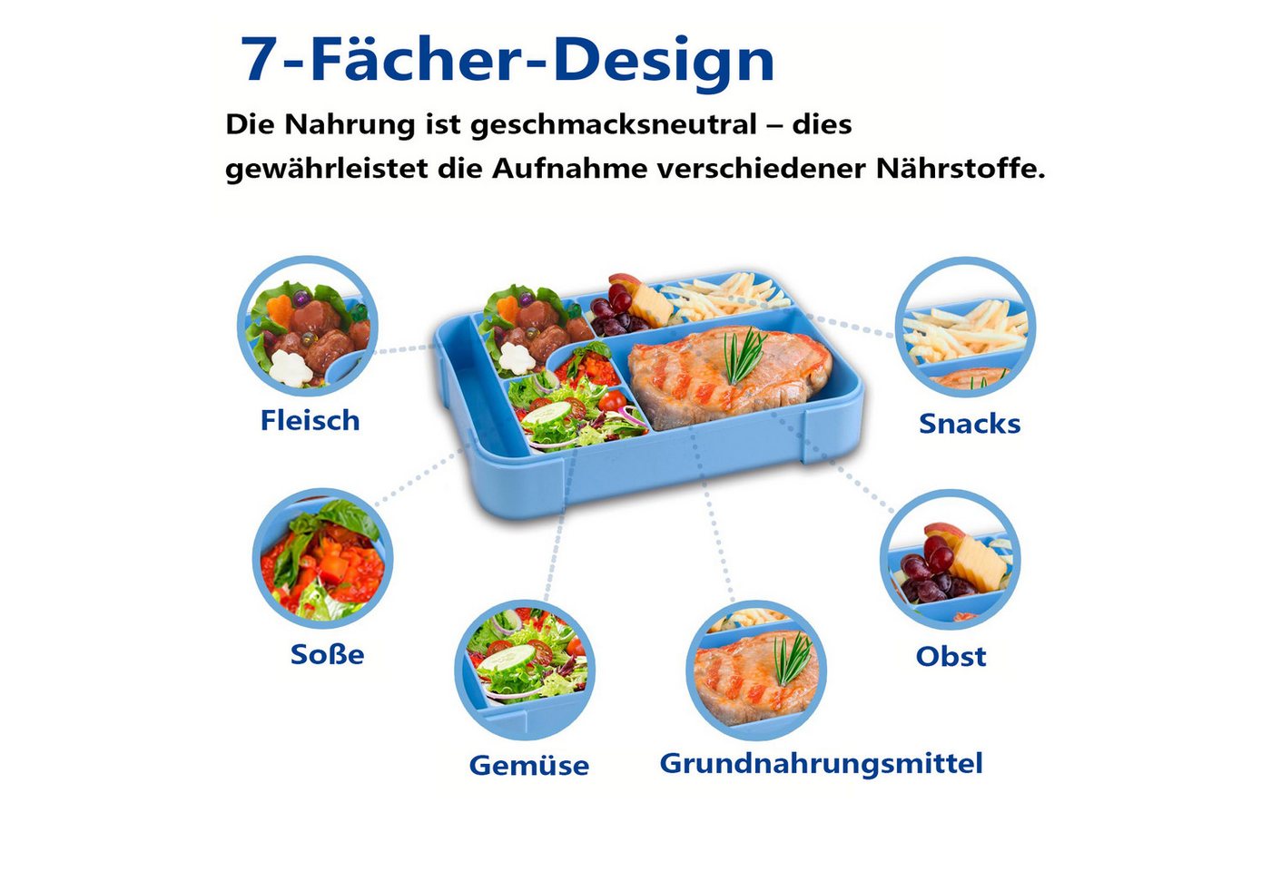 Agger Lunchbox Brotdose Kinder mit Fächern, 1330ML Jausenbox Kinder (Löffel & Gabel), Kinder Brotdose,Kinderfreundliche Verriegelung,BPA-Frei,Auslaufsicher – Bild 2 von 5