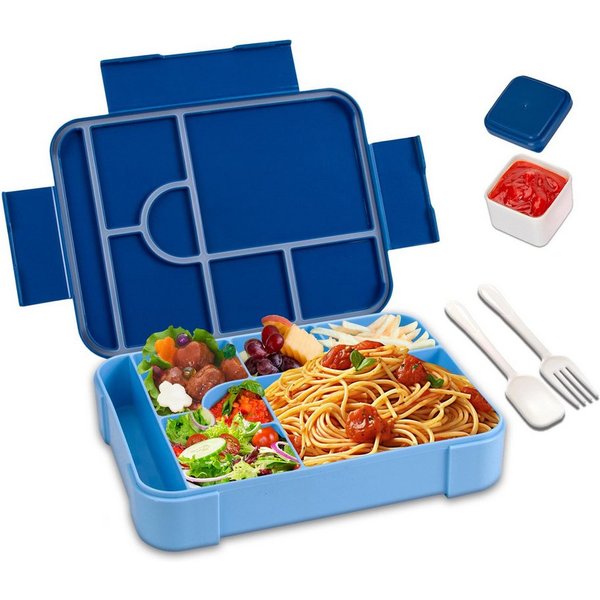 Agger Lunchbox Brotdose Kinder mit Fächern, 1330ML Jausenbox Kinder (Löffel & Gabel), Kinder Brotdose,Kinderfreundliche Verriegelung,BPA-Frei,Auslaufsicher