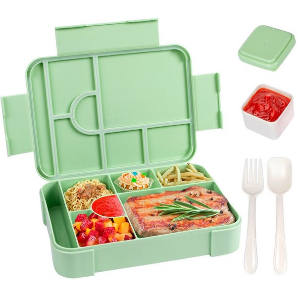 Agger Lunchbox Brotdose Kinder mit Fächern, 1330ML Jausenbox Kinder (Löffel & Gabel), Kinder Brotdose,Kinderfreundliche Verriegelung,BPA-Frei,Auslaufsicher