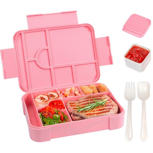 Agger Lunchbox Brotdose Kinder mit Fächern, 1330ML Jausenbox Kinder (Löffel & Gabel), Kinder Brotdose,Kinderfreundliche Verriegelung,BPA-Frei,Auslaufsicher