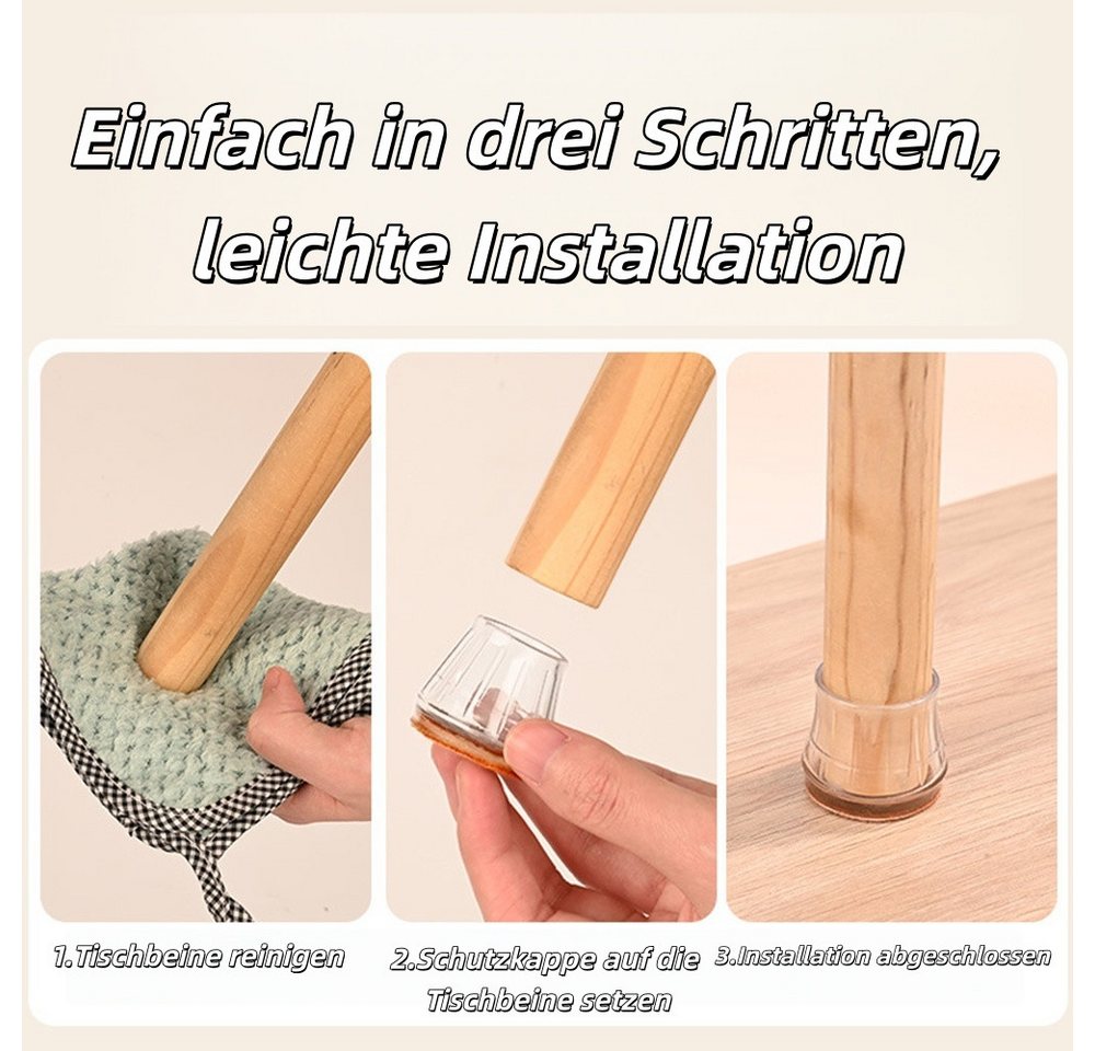 Agger Möbelfuß Stuhlbeinkappen 10 Stück,Silikon Stuhlbeinschoner mit Filzgleiter, (Kratzschutz für den Boden & Lärmminderung), Geeignet für Rund Schräge Stuhlbe – Bild 5 von 5
