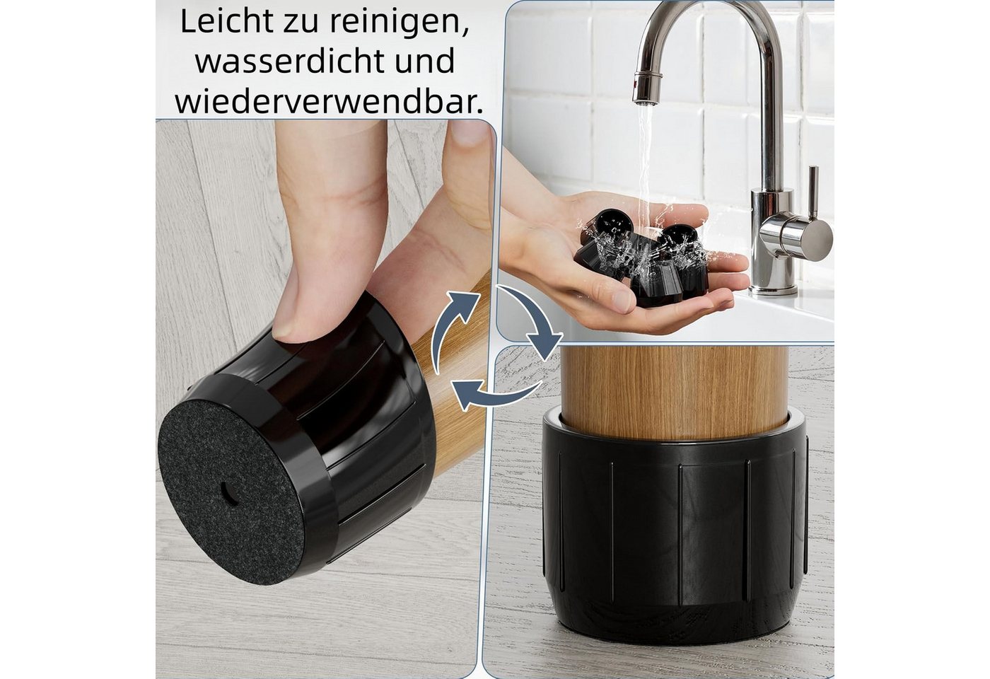 Agger Möbelfuß Stuhlbeinkappen 10 Stück,Silikon Stuhlbeinschoner mit Filzgleiter, (Kratzschutz für den Boden & Lärmminderung), Geeignet für Rund Schräge Stuhlbe – Bild 3 von 5